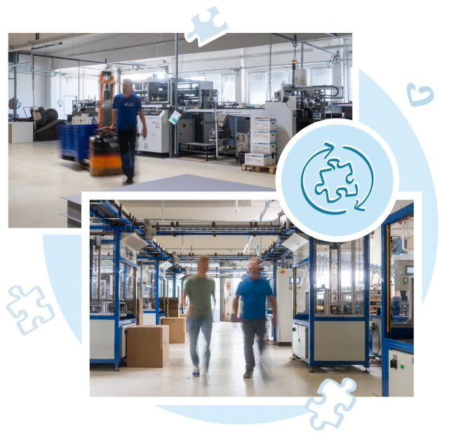 W naszej nowoczesnej fabryce przy produkcji puzzli stawiamy na eko-prąd